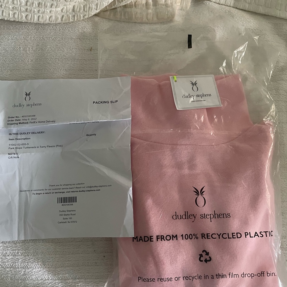 Brand new Dudley Stephens light pink Park Slope terry fleece.